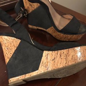 BCBG open toe wedges